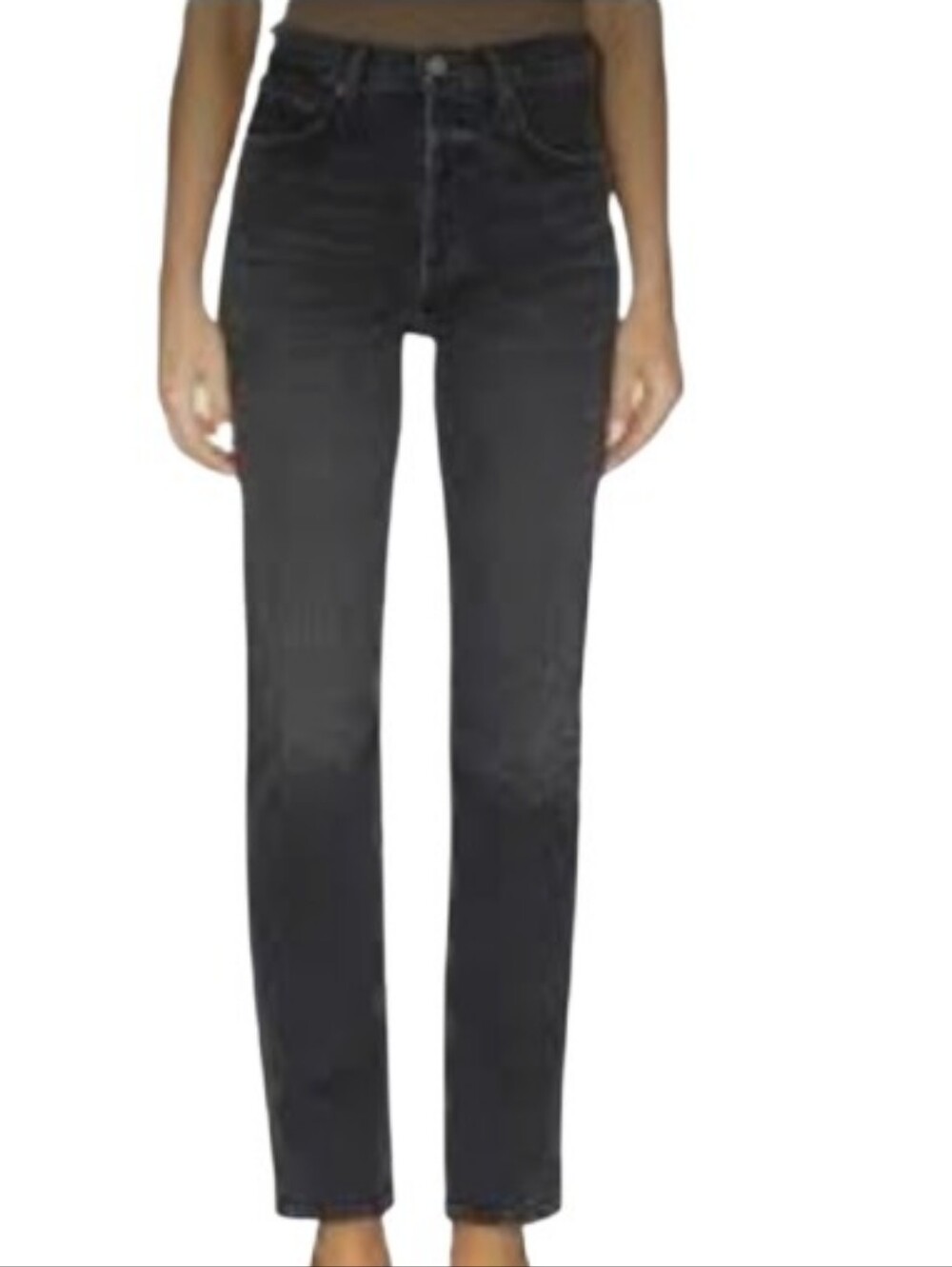 AGOLDE Fran Relaxed Straight Size 24* Ditch Wash High Rise Black Button Fly Fade